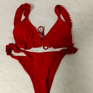 Shein rose red bikini.